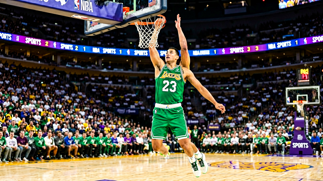 NBA湖人凯尔特人比赛精彩扣篮瞬间
